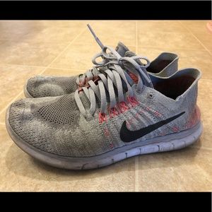 Nike Free RN Flyknit Women’s Size 8.5 Grey Pink